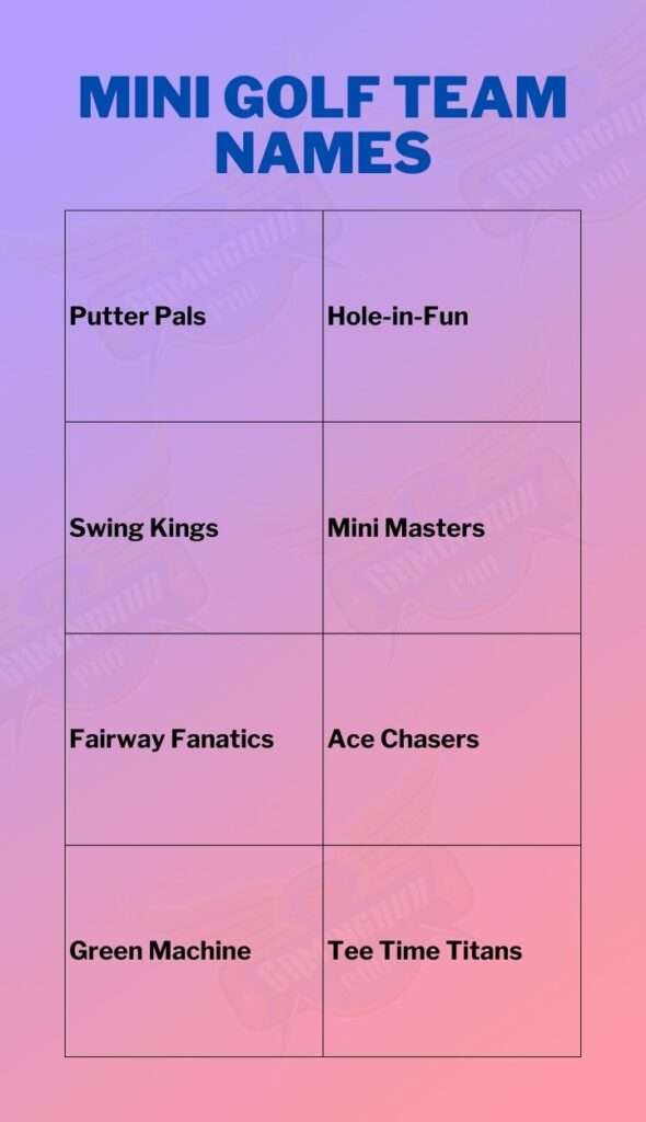 Mini Golf Team Names
