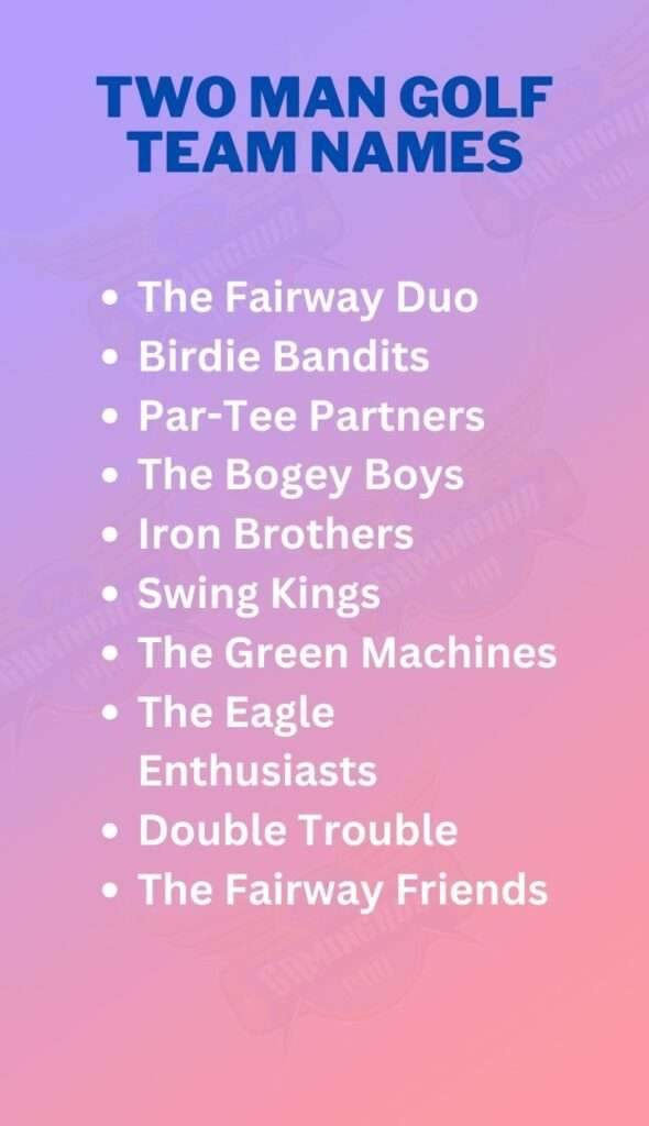Two Man Golf Team Names