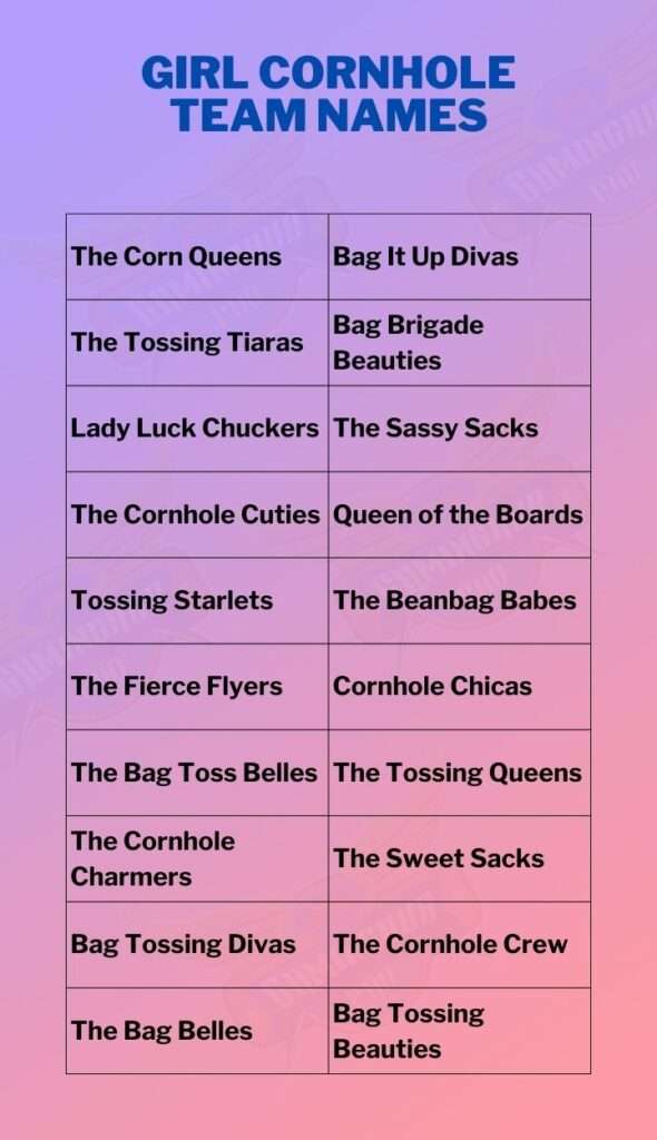 Girl Cornhole Team Names