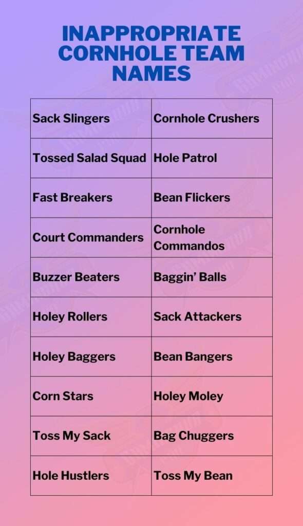 Inappropriate Cornhole Team Names