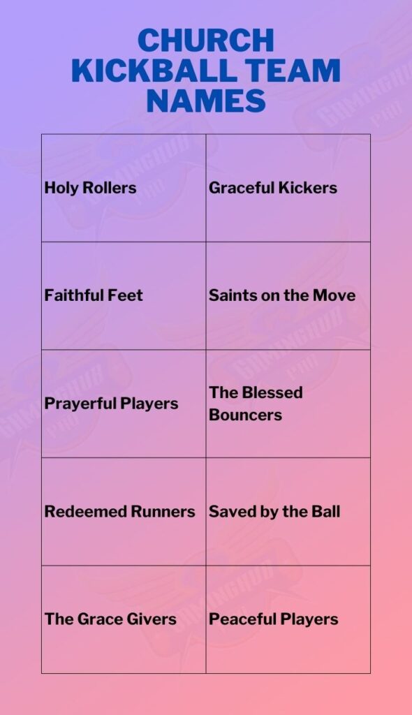 Church kickball team names