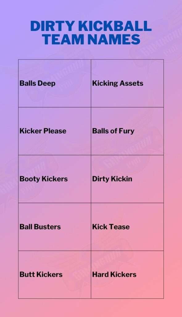Dirty kickball team names