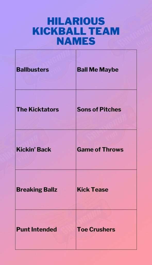 Hilarious kickball team names