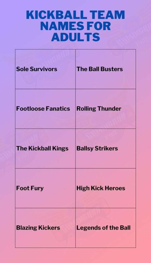 Kickball team names for adults